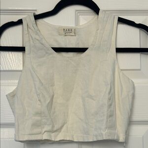 Charlie Holiday Cream Fitted Crop Tank Top